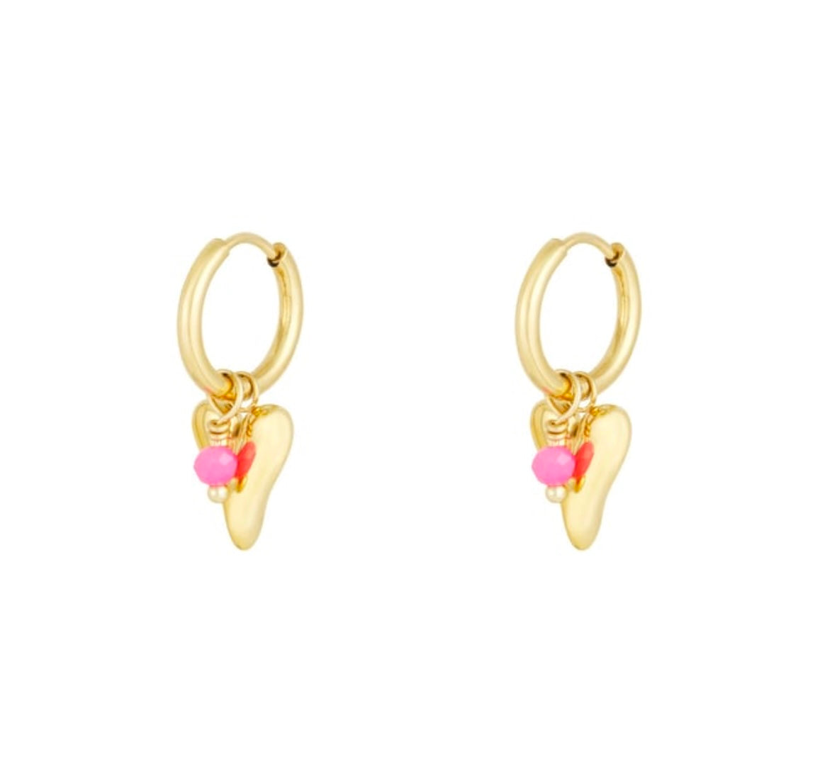 Ohrringe Herz | gold | rosa Perle