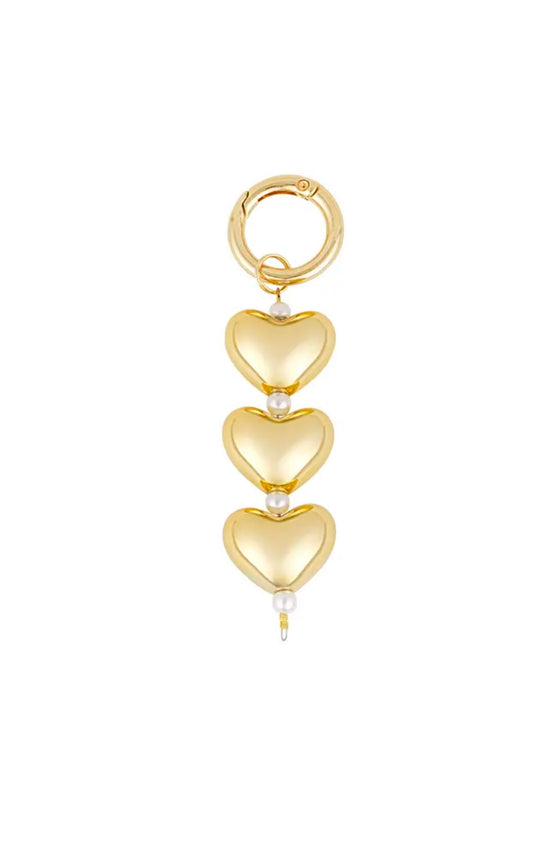 Schlüsselanhänger Herzen | gold | Perlen