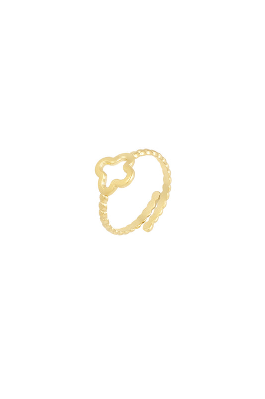 verstellbarer Ring Kleeblatt | gold